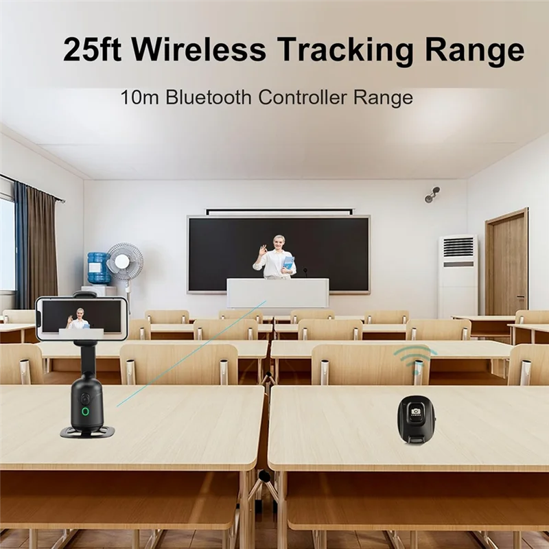 

-ABGQ Smart AI Gimbal Штатив с автоматическим отслеживанием лиц, 360° ° Вращающийся с дистанционным управлением и управлением жестами для видеозаписи, Tiktok, Vlog