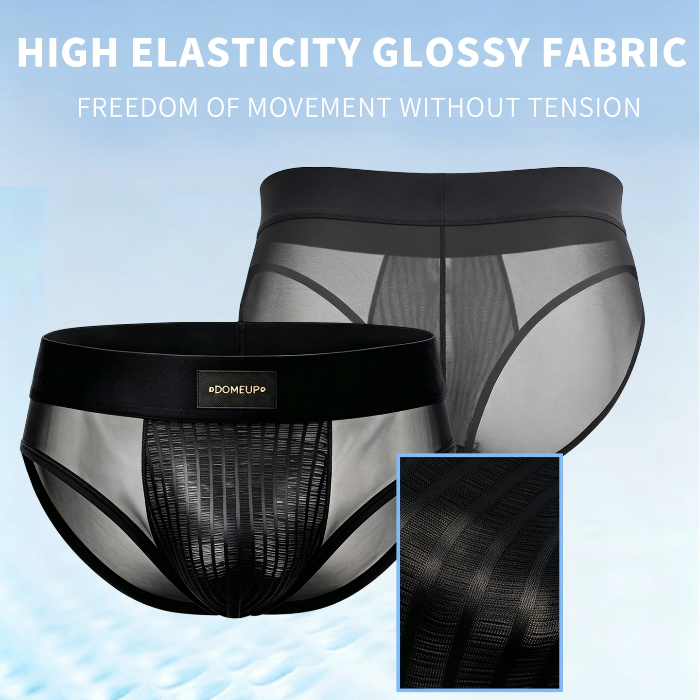 1/3Pcs Men Mesh Bikini Briefs Transparent See Through Underwear Vertical Strip Crotch Wide Waistband Breathable Man Underpants