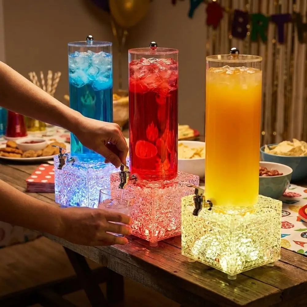2L Large Capacity LED Luminous Beer Tower Acrylic Unbreakable Lighted Drink Dispenser Rechargeable Color Light Food Grade - view 4