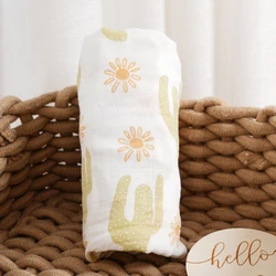 Elinfant 1PCS Bamboo Cotton Baby Towel Wrap 120x110cm Soft Print Baby Muslin Swaddle Blanket