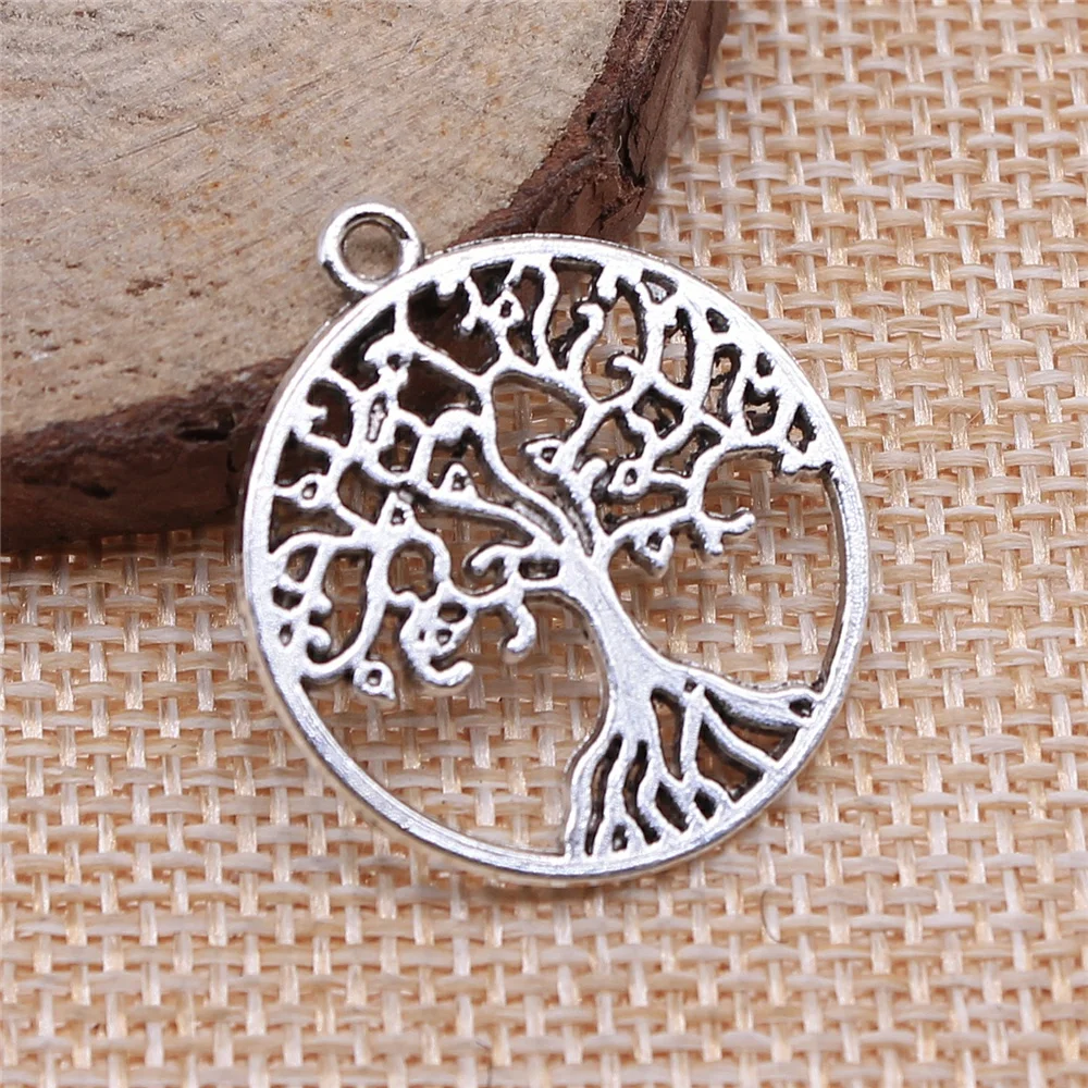 WYSIWYG 10pcs 25x25mm Charm Tree Of Life 3 Colors Round Tree Charms Tree Of Life Pendant Charms For Jewelry Making