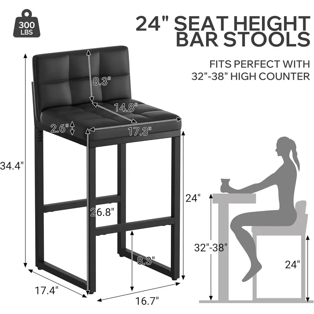 Bar Stools Set o 5, ern Counter Height Bar Stools, Black | 24