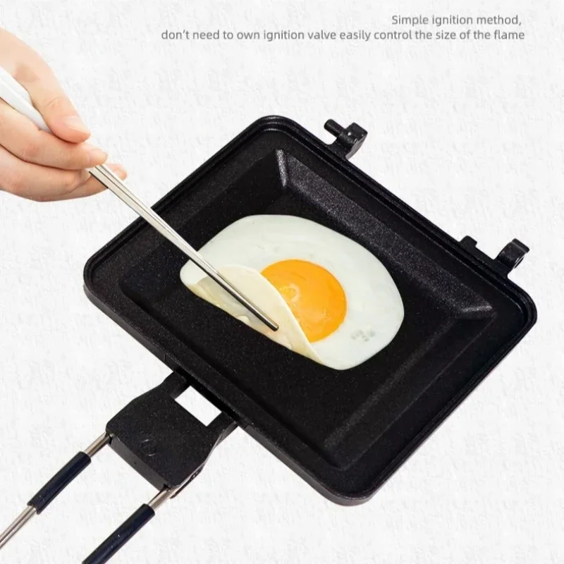 New Portable Folding Sandwich Pan Multifunctional Outdoor Home Breakfast Nonstick Frying Pan Cookware Picnic Bread Pan