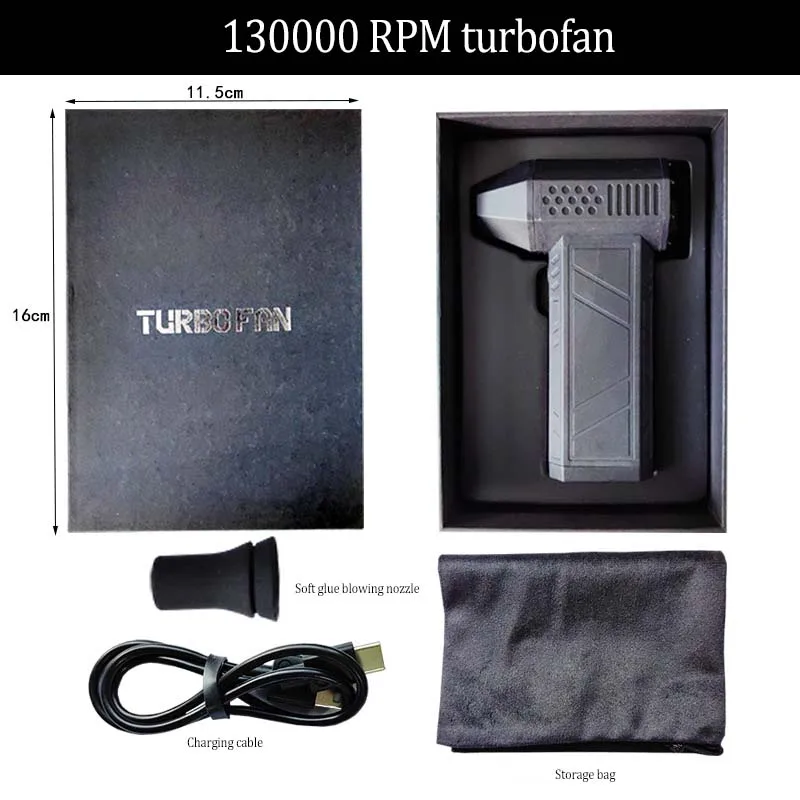 Violent Turbo Fan Mini Outdoor Lithium Battery Handheld Fan 130000 yuan High Speed Dust Removal Hair Dryer