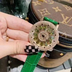 Women Quartz Watch Waterproof Diamond Rotated Dial Watches Top Luxury Brand Leather Band Casual Star Shinning Wristwatches