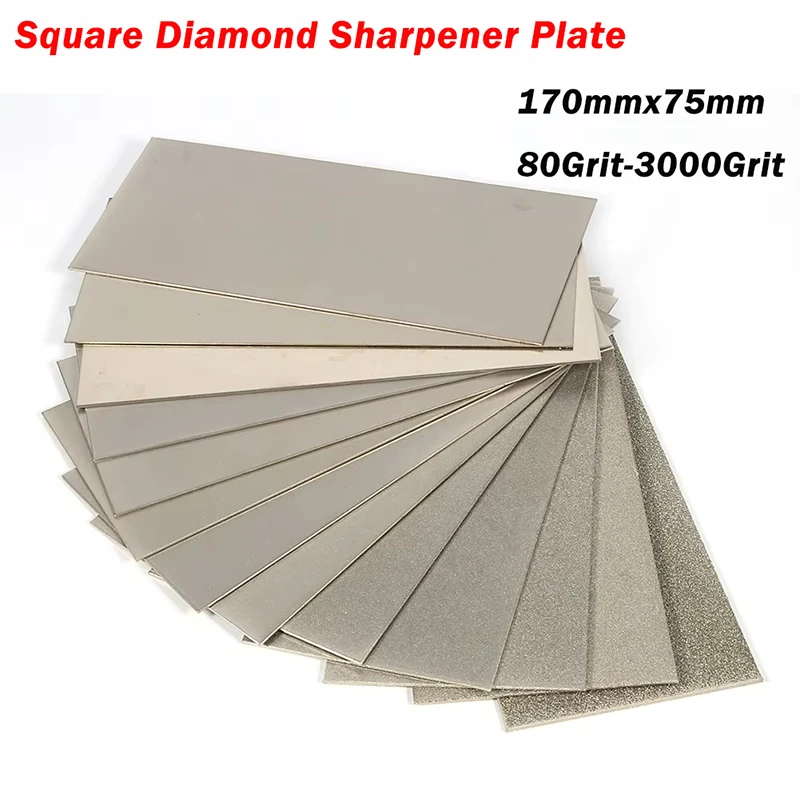 1/2/5pc Square Diamond Sharpener Plate Thin Whetstone Knife Polishing Plate Tool 170x75mm 80-3000 Grit Abrasive Sharpening Stone