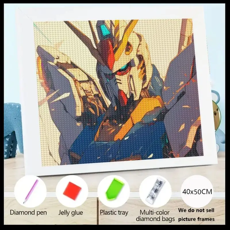 1 قطعة 5D DIY Gundam Robot Mecha أنيمي الماس طقم الطلاء ، الحفر الكامل كريستال حجر الراين التطريز الفن للبالغين والأطفال ، Futuri