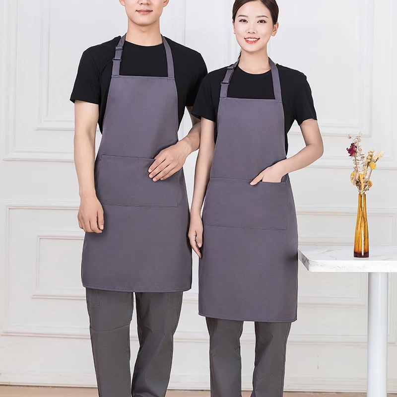 Adjustable Bib Apron with Pockets Cooking Kitchen Cotton Aprons for Women Men Chef Apron with Custom Logo Service