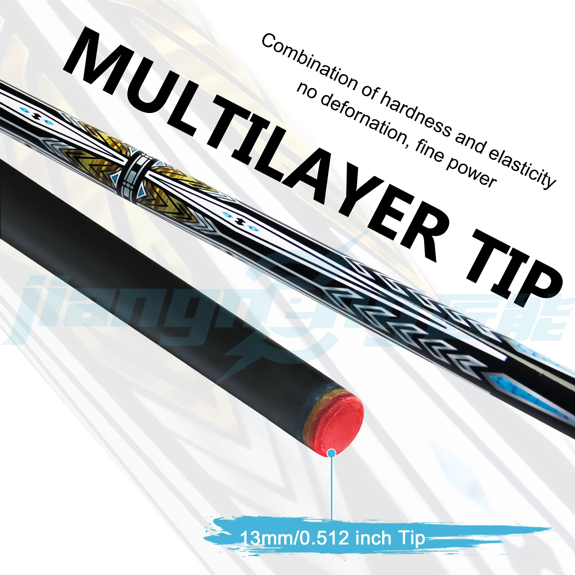 

Pool cue Uni-loc joint fiberglass 13mm leather tip shock-absorbing rear handle custom pattern