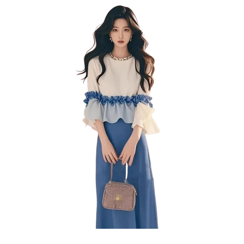 Hot 2026 Spring Autumn New Women French Style Fragrant Tops Skirt Set Fashion Versatile with A Unique Design Sense Two Piece Set