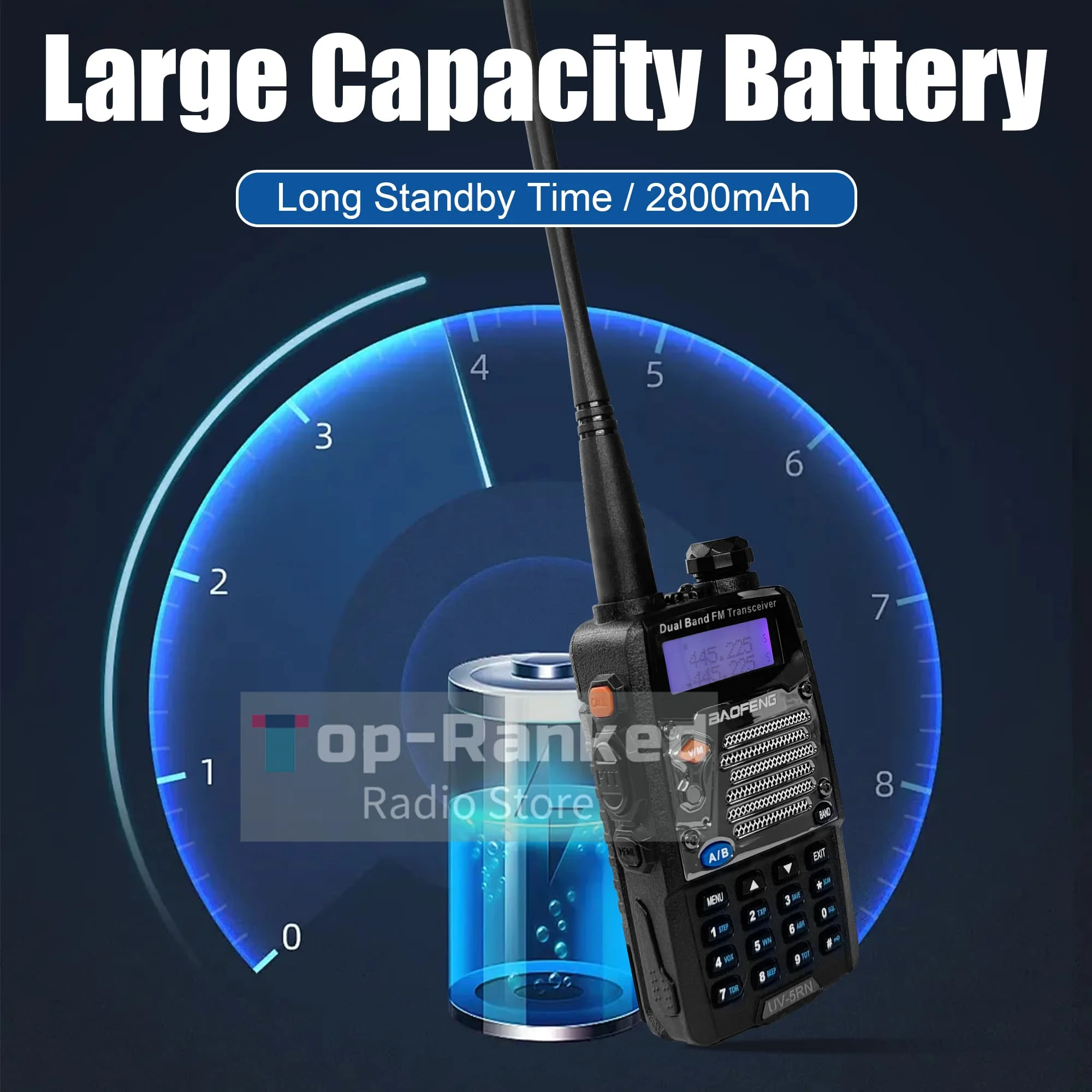 Baofeng UV-5RN 8W Walkie Talkie High Power 2800mAh Large Capacity 128 Channels VHF UHF FM LED Flashlight Upgrade of UV-5RA Radio