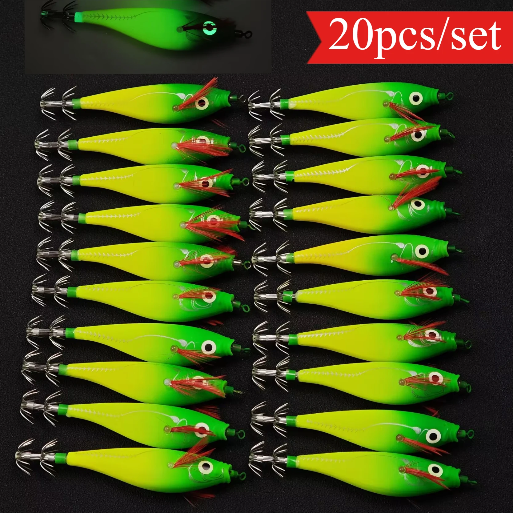 Saltwater Fishing Hook - 20 unidades de iscas luminosas horizontais
