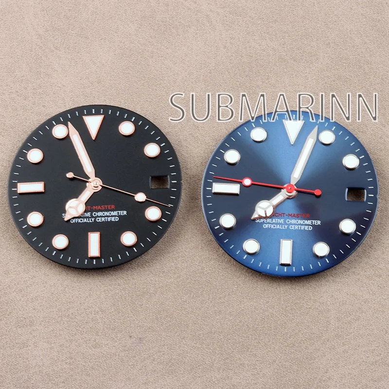 Nh35 Dial 28.5mm for Yacht-Master Watch Case Hands Blue Luminous for Seiko Mod Nh35 Nh36 Movement Watch Face Watches Parts Tools