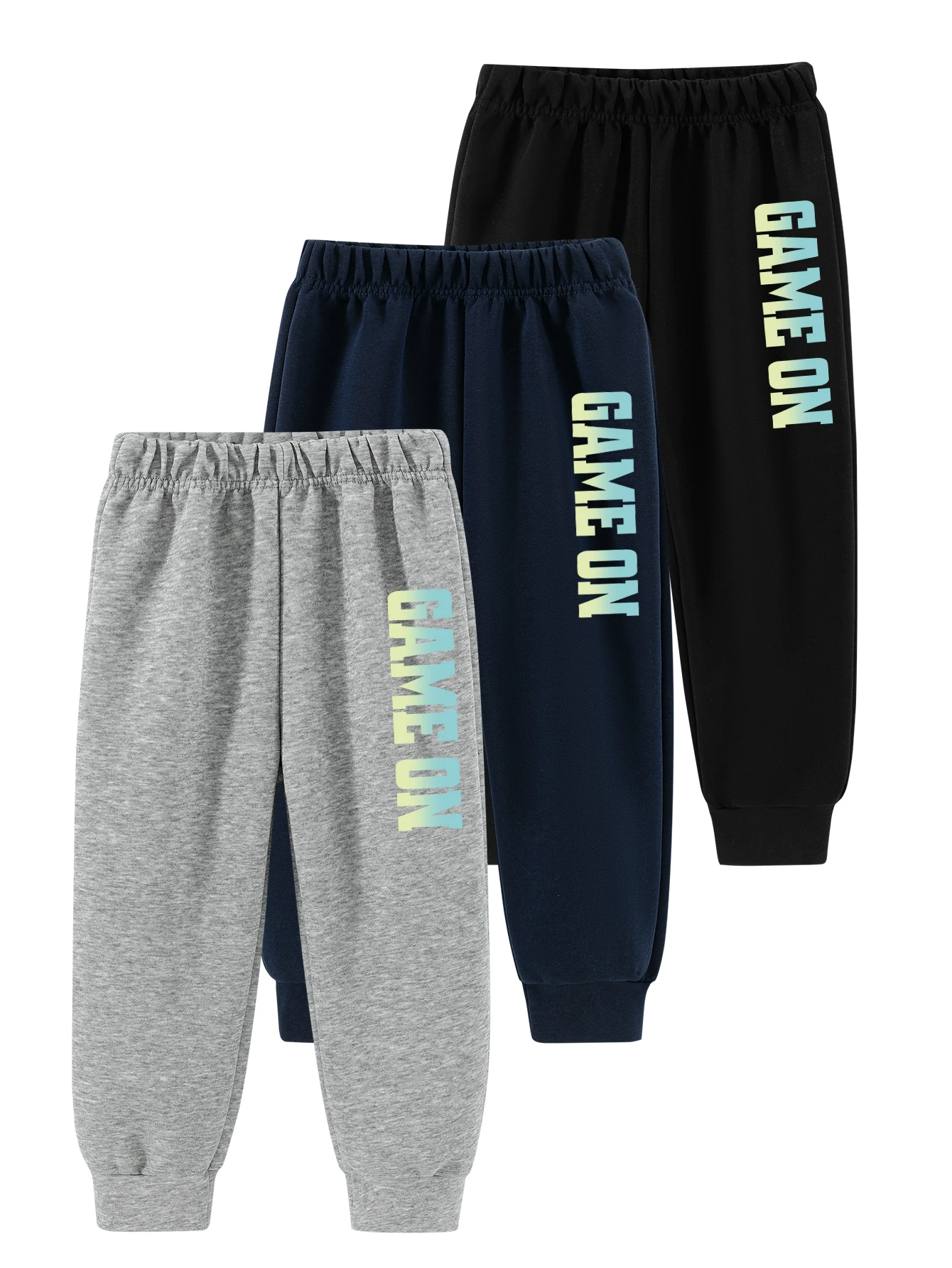 

Boys' Fashion Pants Fabric Comfortable and Breathable Suitable for 3-13 Year Old Children's Pocketless Sports Pants 3pcs