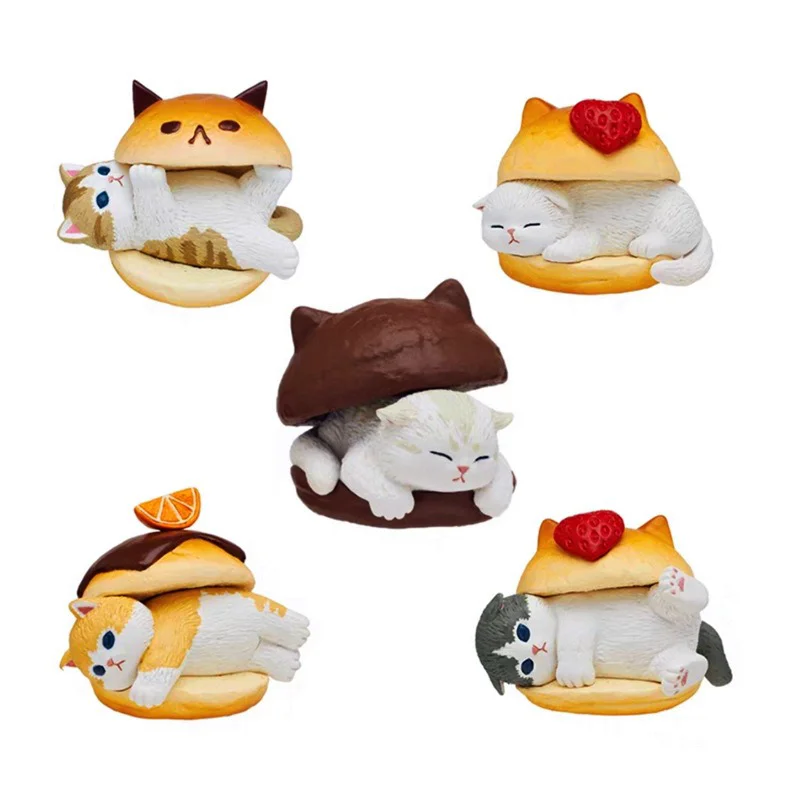 

5pcs/set Mofusand Cats Figures Action Figurine Hamburger Bread Cute Q Version Gift Model Collectible Easter Toy for Kids Friends