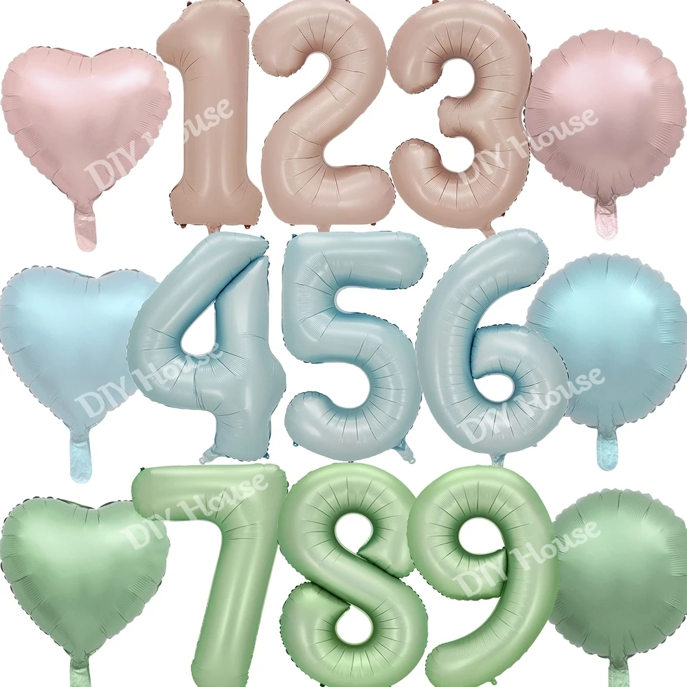 32inch Vintage Number Balloon 18inch Heart Balloon Set 30 40 50 60 Birthday Annerversay Baby Shower Party Decor Home Supplies