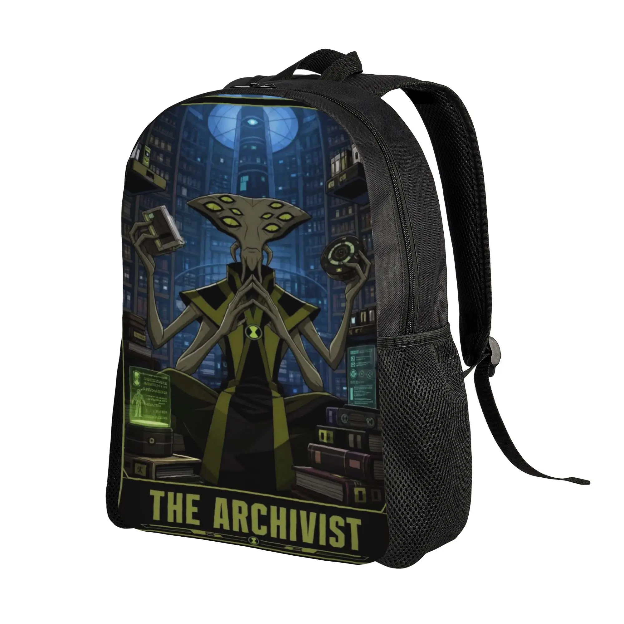 Back to school season Archivist Multi Eyed Alien Library Hologram Knowledge Rucksack  Men Women Adult Vintage Backpack