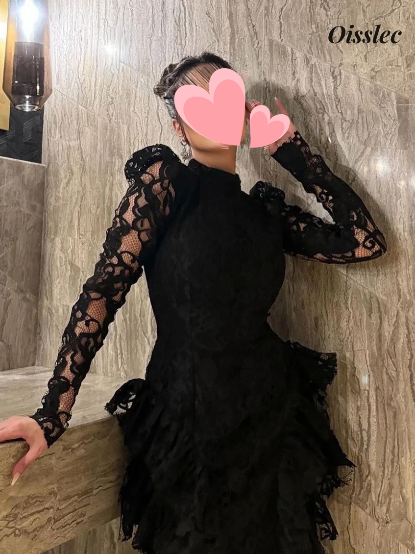 Oisslec Dress Elegant Vintage Sexy Black Lace Mermaid Backless Customize Formal Occasion Prom Dress Evening Party Gowns