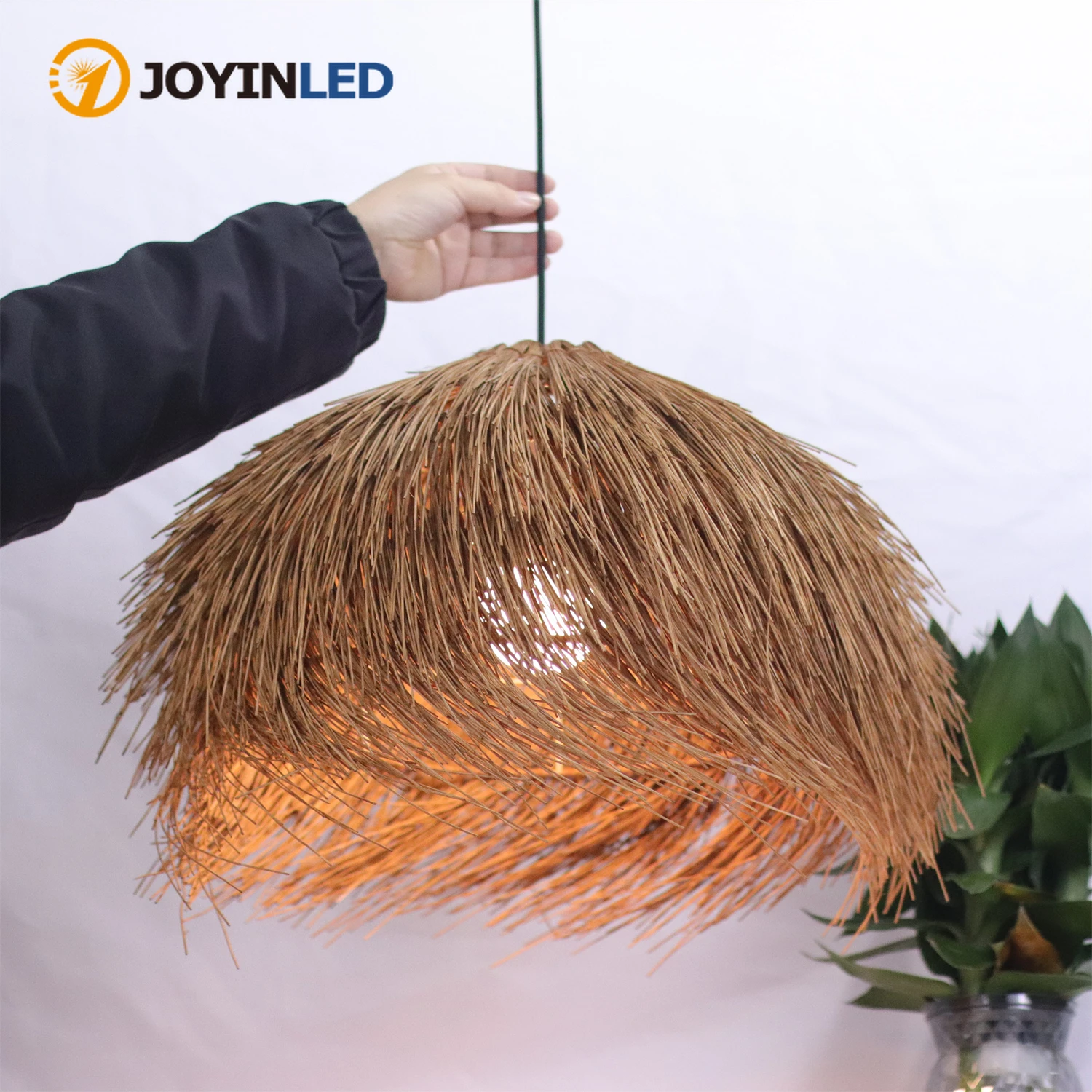 

50CM Vintage Rattan Pendant Light Retro Handmade Wicker Chandelier E27 Hanging Lights for Dining Room Tea Room Island LED Lamps