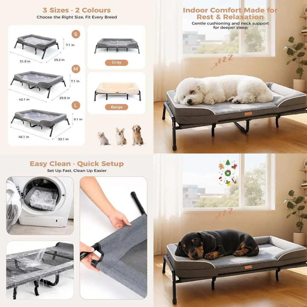 

Orthopedic 32x25 Inch Dog Bed for Small Dogs, Removable Cover, Suitable for Indoor/Outdoor, Supports Up to 40lbs, Grey