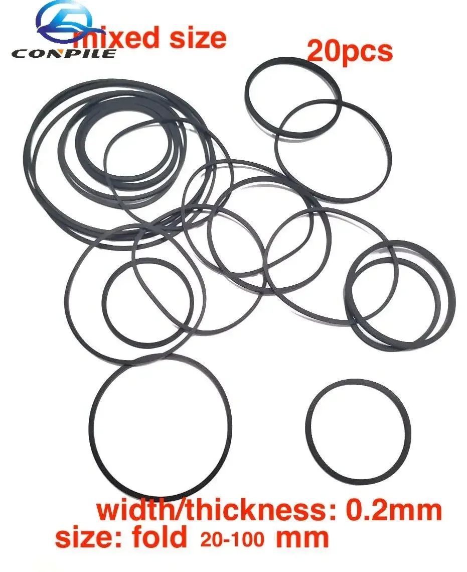 20pcs mixed size 0.2mm belt for cassette deck DVD player CD optical drive tape repeater VCD laser head EVD Optical pick up