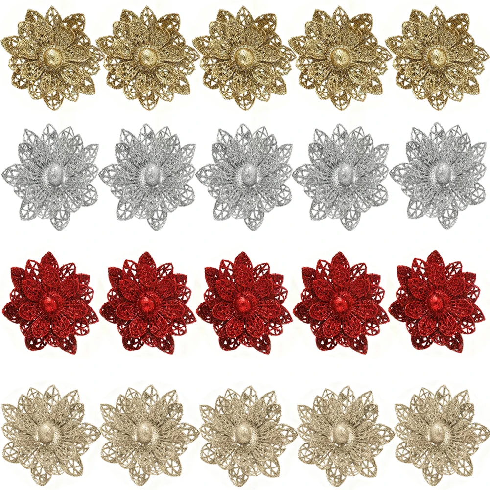 

Realistic Floral Display For Christmas Christmas Decoration Gold,Silver,Red, FOR CHAMPAGNE Glitter Ornament Glitter Coating