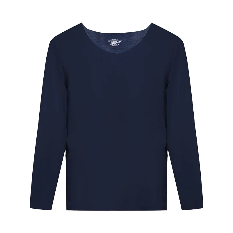 

2PCS Men's seamless thermal underwear, fleece - lined and thickened, single - piece long - sleeve base - layer wool thermal top