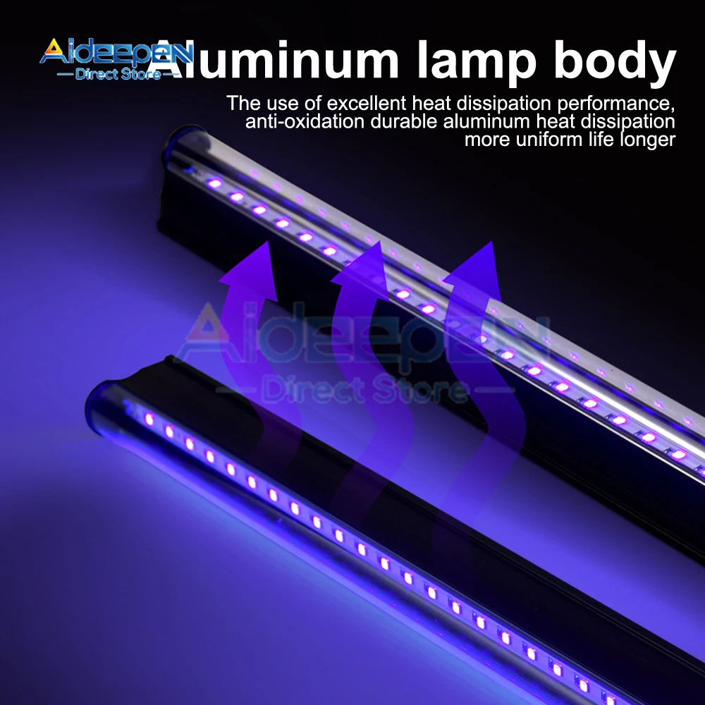 ไฟ LED สีดํา 6W 395nm T5 UV Blacklight บาร์สําหรับเรืองแสง Tapestry โปสเตอร์สีเรืองแสงฮาโลวีน Decor xmas Party