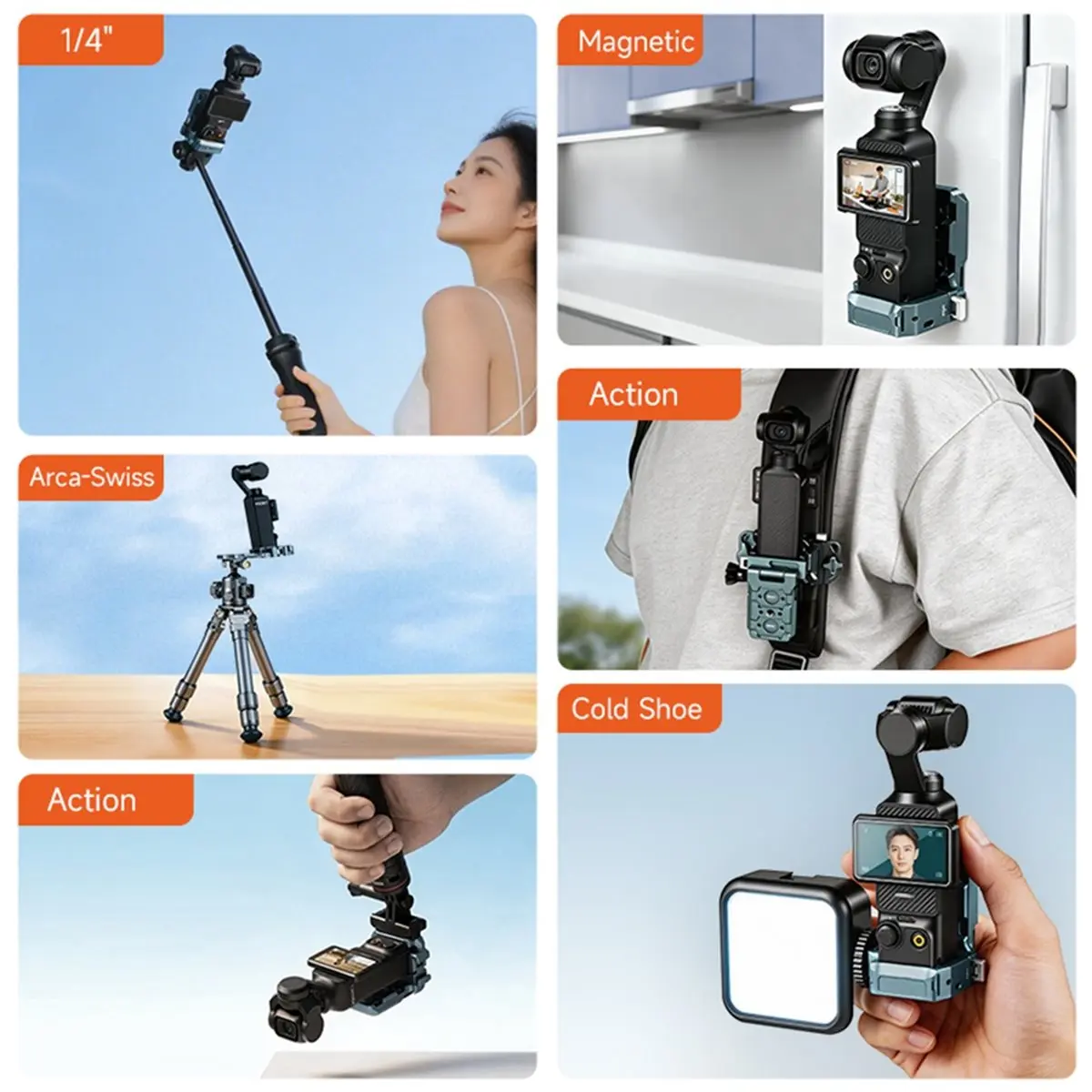 A32I 180° Adjustable Magnetic Mount for 3, Cold Shoe 1/4