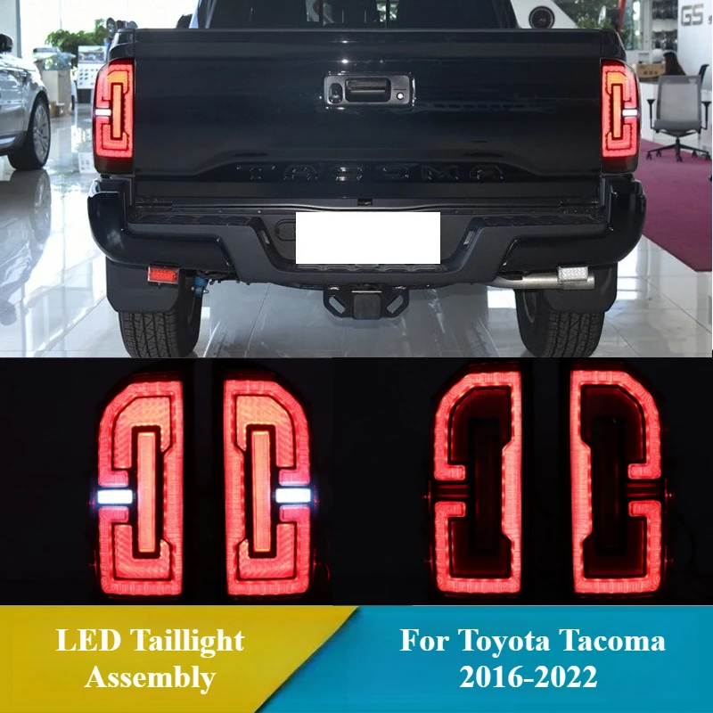 

For Toyota Tacoma 2016-2022 LED Taillight Assembly Led Driving Brake Lights Flashing Turn Singal Reversing White-Light Tail Lamp