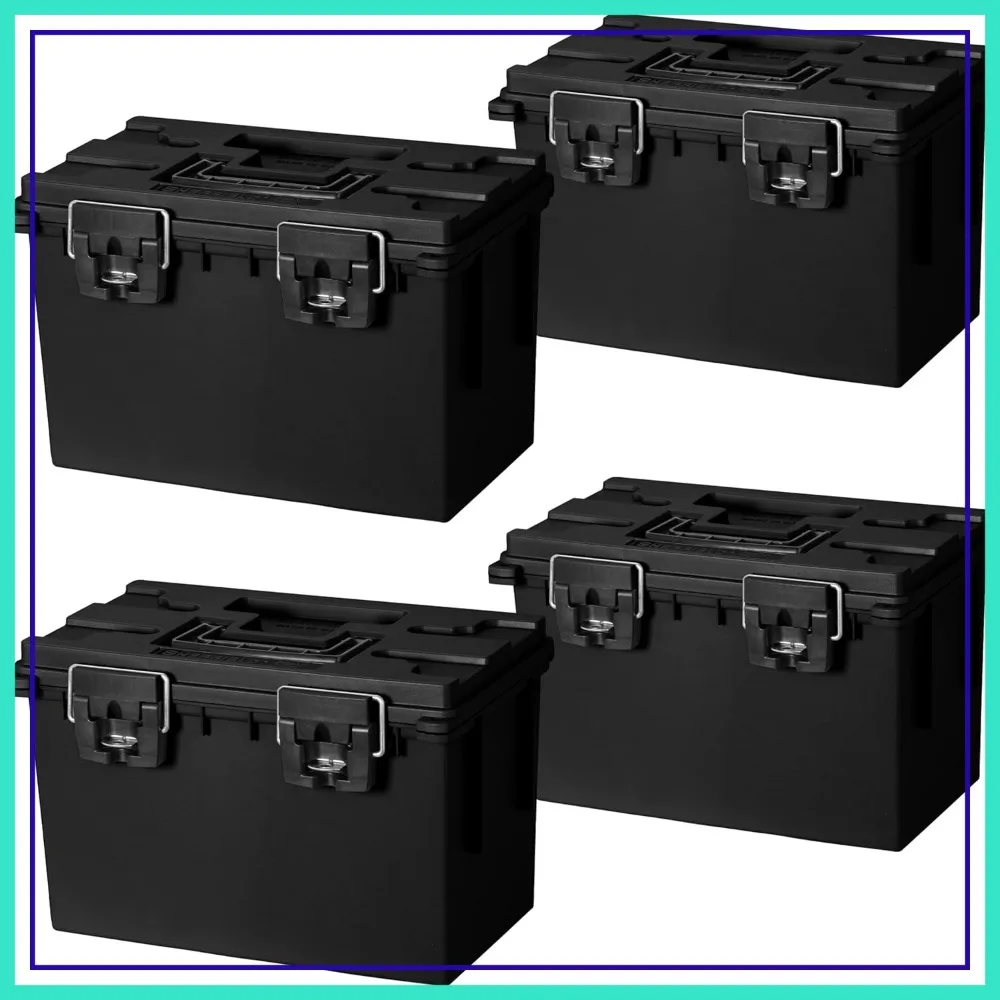 

XL Stackable Storage Bins with Lids, 4-Pack, Water-Resistant, Lockable, Made in USA, for Home, Classroom, Dorm