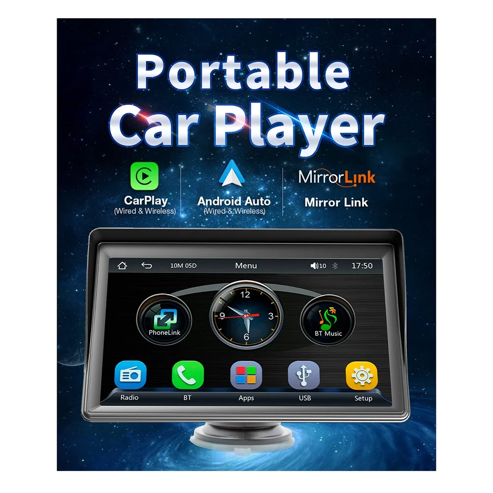 7 Inch Radio Player Wireless CarPlay Android Auto Touch Screen for BYD ATTO 3 2022 2023 for Toyota Hilux with Sun