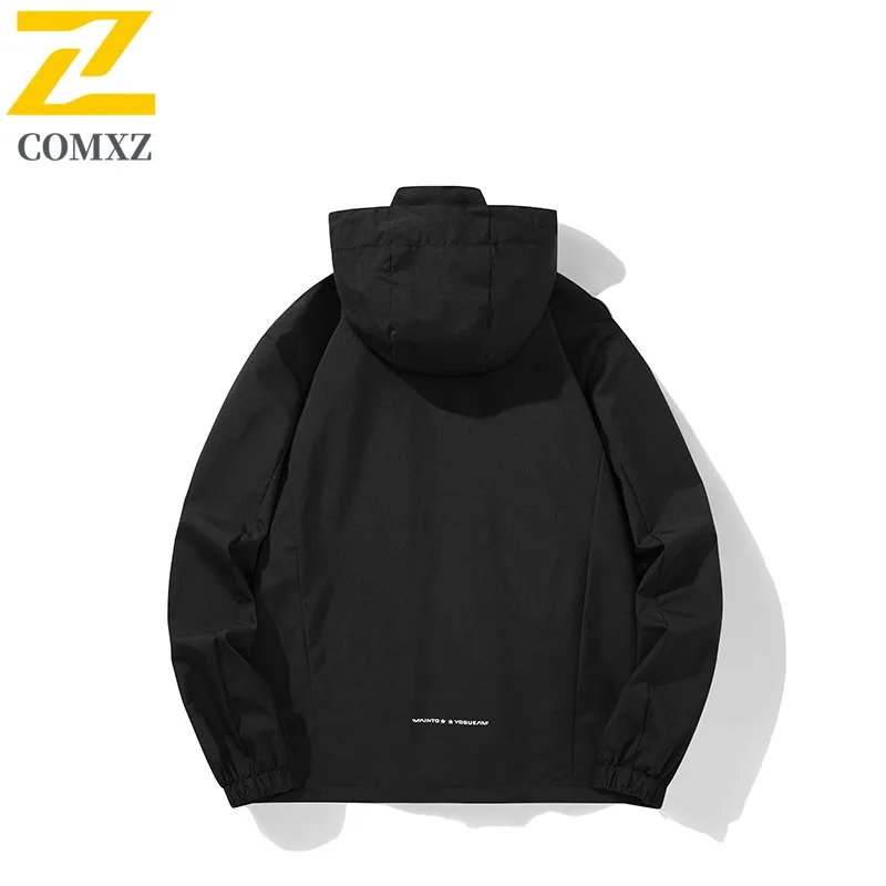 COMXZ 2025 Giacca da uomo Casual Outdoor Mountain Giacche antivento Classici con cappuccio Escursionismo Stile Allentato Primavera Autunno Abbigliamento