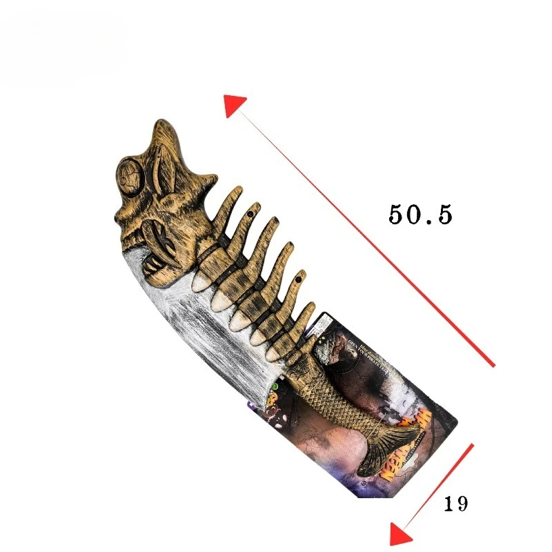 50,5 cm/19,88 cala Plastikowe Zabawki Nóż Rybia Ość Halloween Gadżety do Gier Model Rekwizyty Cosplay Akcesoria na Imprezę Kolekcjonerska Dekoracja