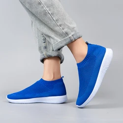 Rimocy Plus Size 46 Breathable Mesh Platform Sneakers Women Slip on Soft Ladies Casual Running Shoes Woman Knit Sock Shoes Flats