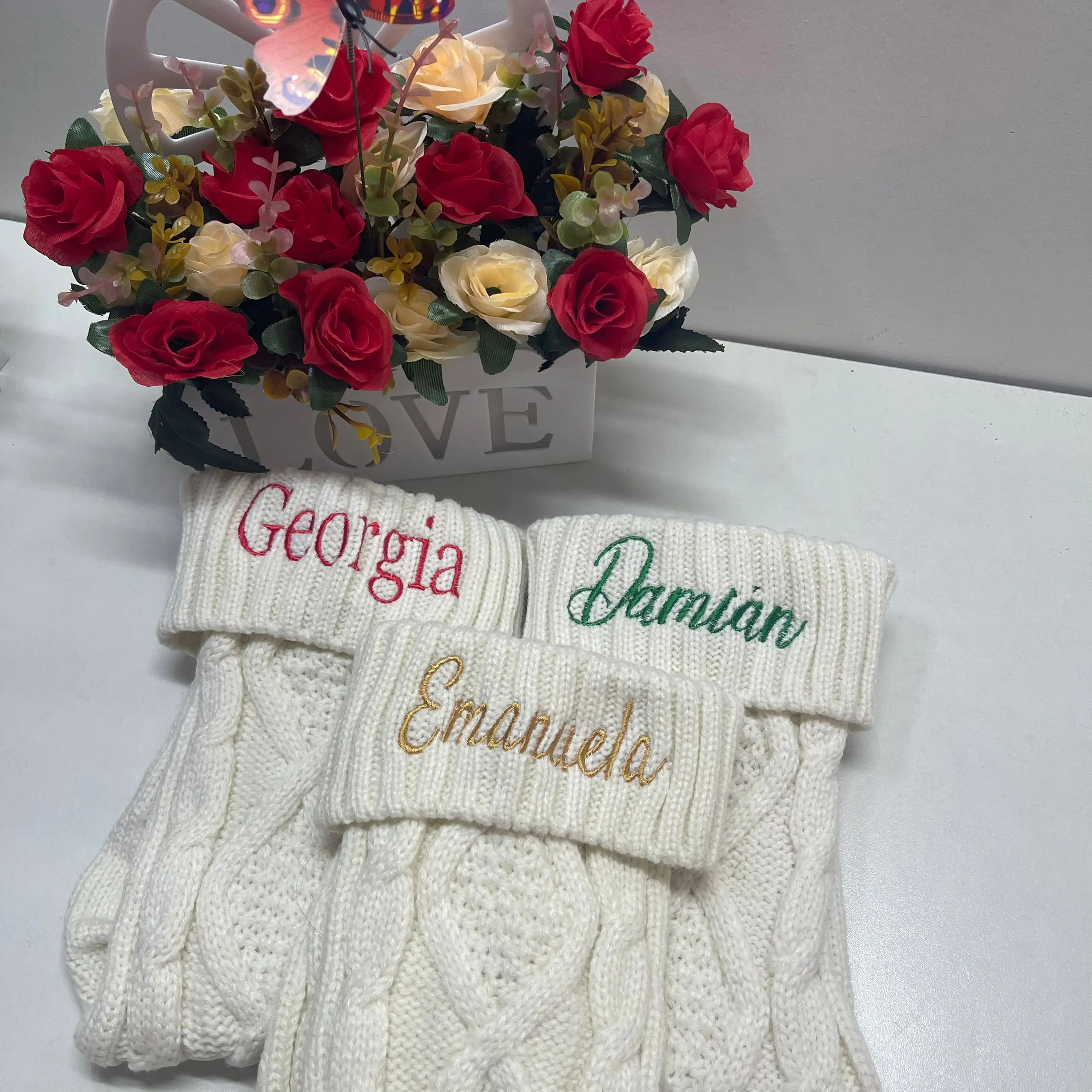 

Personalized Christmas Socks,Knitted Christmas Stocking with Custom Name,Christmas 2023 Home Embroidered Christmas Stocking Gift