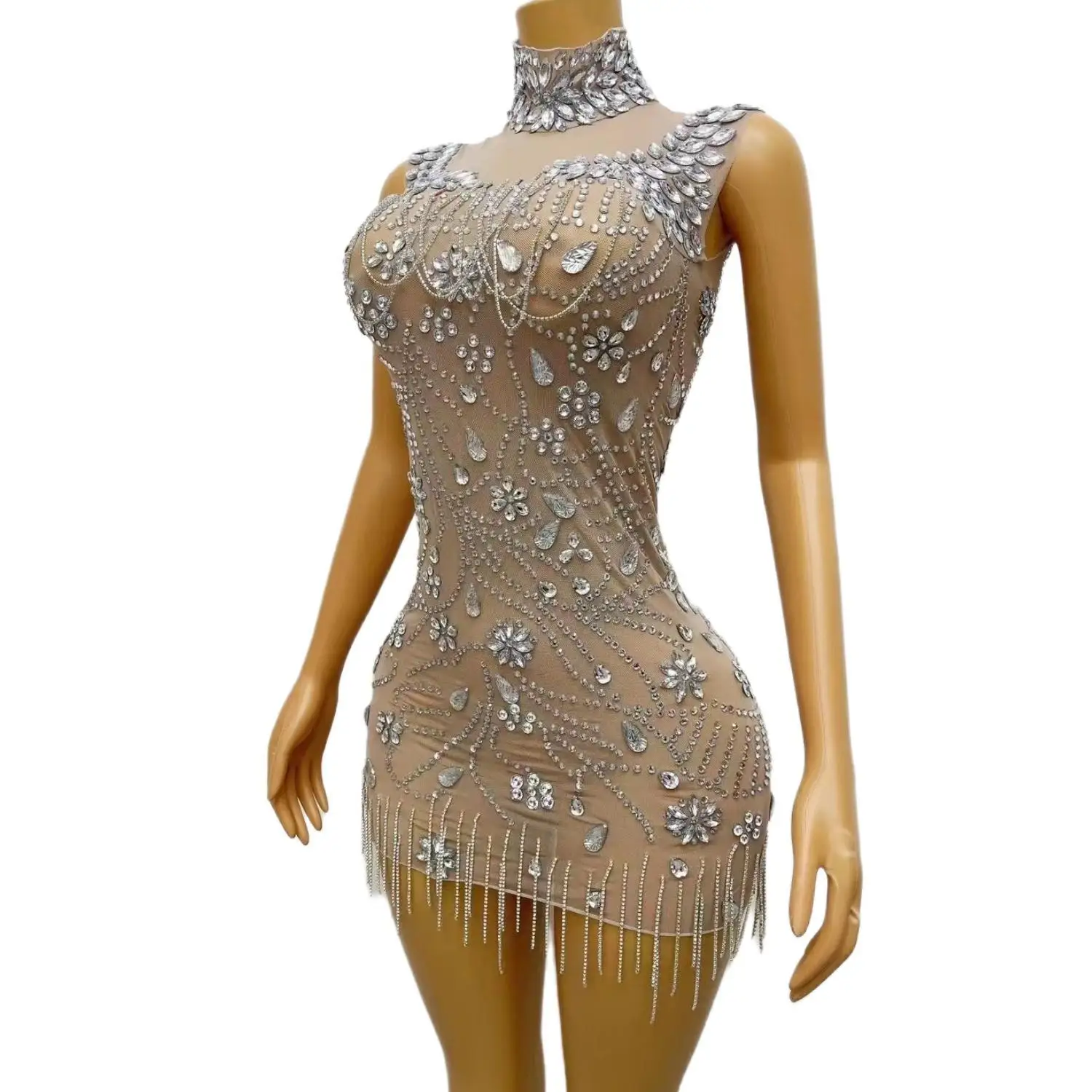 Luxury Short Prom Dresses 2024 Luxury Beaded Crystals Silver African Women Cocktail Gowns for Party Celebrate Dresses Yulian