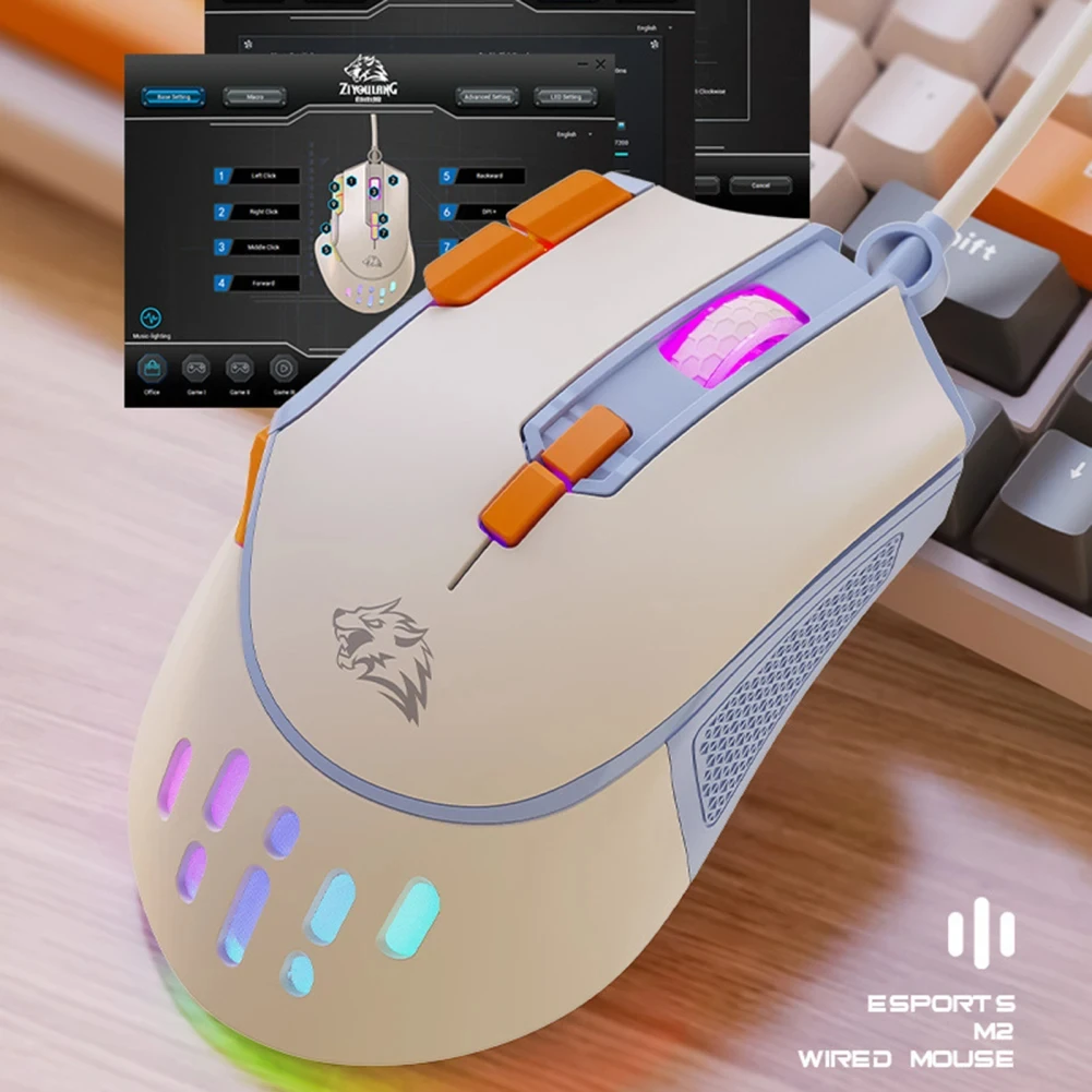 2024 m2 esports macro mouse 12800dpi 9 teclas com fio usb gaming mause programação luminosa ergonômico computador ratos para computador portátil