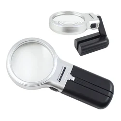 Portable 3X Folding Magnifier Lamp Loupe Reading Newspaper Handheld Illuminated Magnifier for Currency Checking