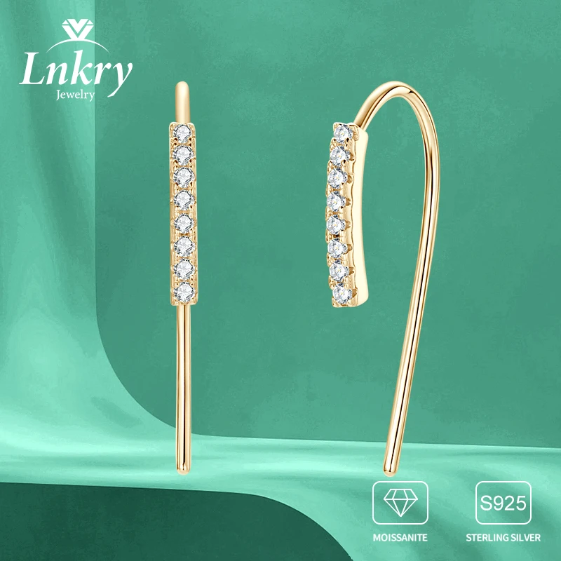 

Lnkry DT0.16CT Moissanite Earring Bijoux Argent 925 Sterling Silver U-shaped Stud Earrings For Women Daily Simple Jewelry Gift