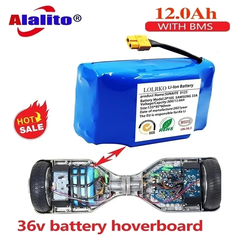 

Genuine 36V Battery Packs 6.0Ah-12Ah Rechargeable Lithium ion battery for Electric Self Balancing Scooter HoverBoard Unicycle