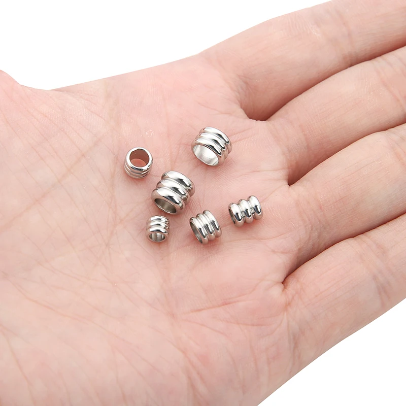 30pcs 3mm 4mm 5mm 6mm Stainless Steel Big Hole Spacer Beads for DIY Jewelry Making Charm Necklace Bracelet Tube Beads Wholesale