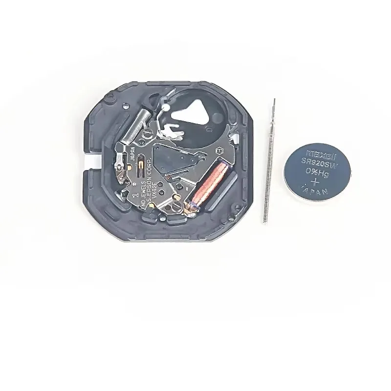 Suku cadang penggantian gerakan, arloji elektronik kuarsa gerakan VX42E tanggal 3/6 tiga tangan