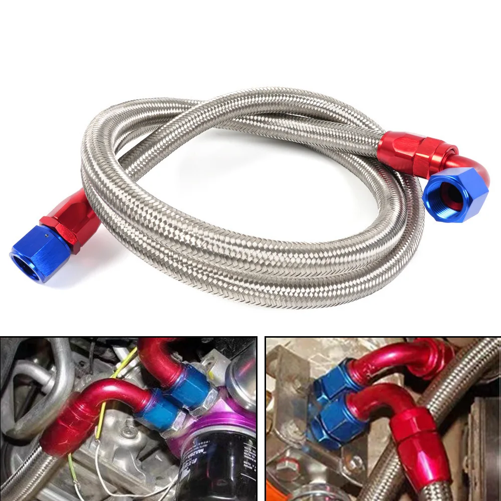 

10AN 160cm Fuel Line Fitting Kit Stainless Steel Braided Fuel Hose Silver Universal for Racing Fuel Gas Coolant Oil Pipe Set