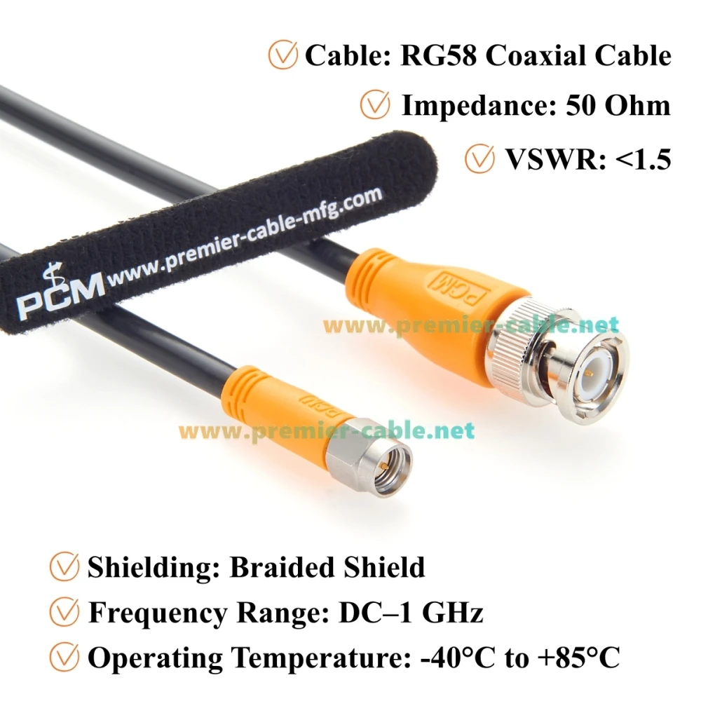 BNC zu SMA Kabel BNC Stecker auf SMA Stecker RG58 Koaxialkabel 50 Ohm Verlustarmes HF-Koaxialkabel für SDR-Radio, Amateurfunk, Antenne – Detail 3