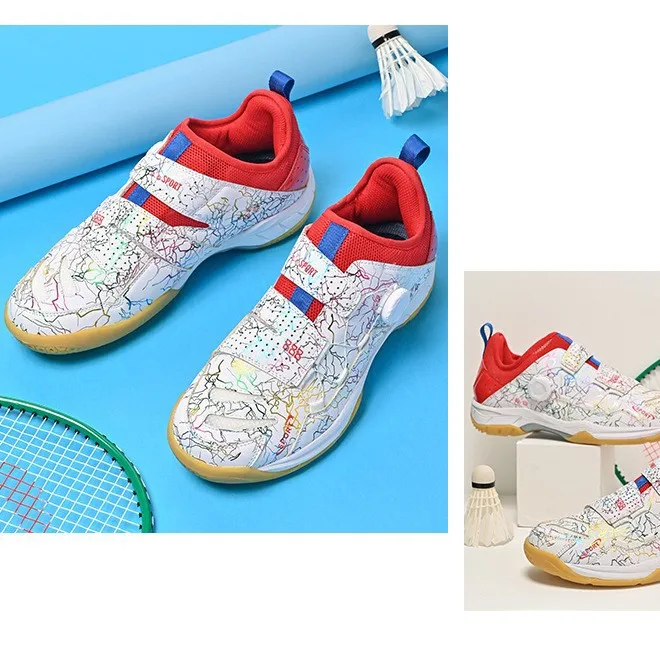 

Badminton shoes men's leather surface rotating button feather shoes large size training sneakers breathable
