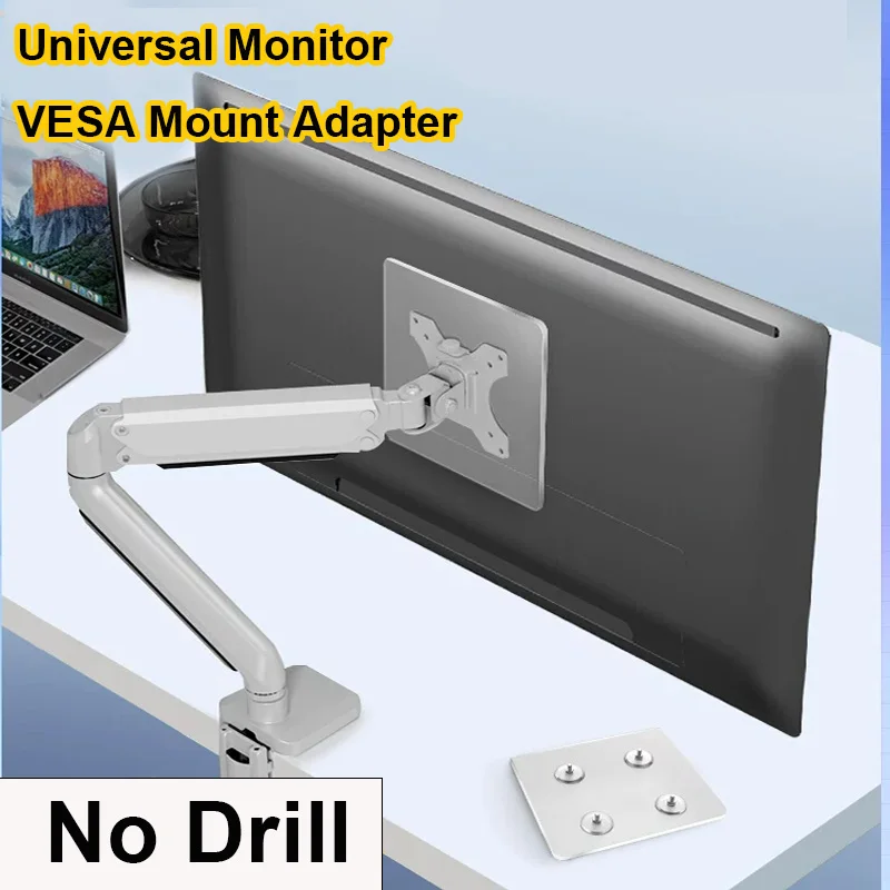 Desktop LED LCD Monitorhalterung Armverlängerung VESA-Adapter Feste Halterung Displayhalterung für 75 oder 100mm VESA Ohne Montageloch