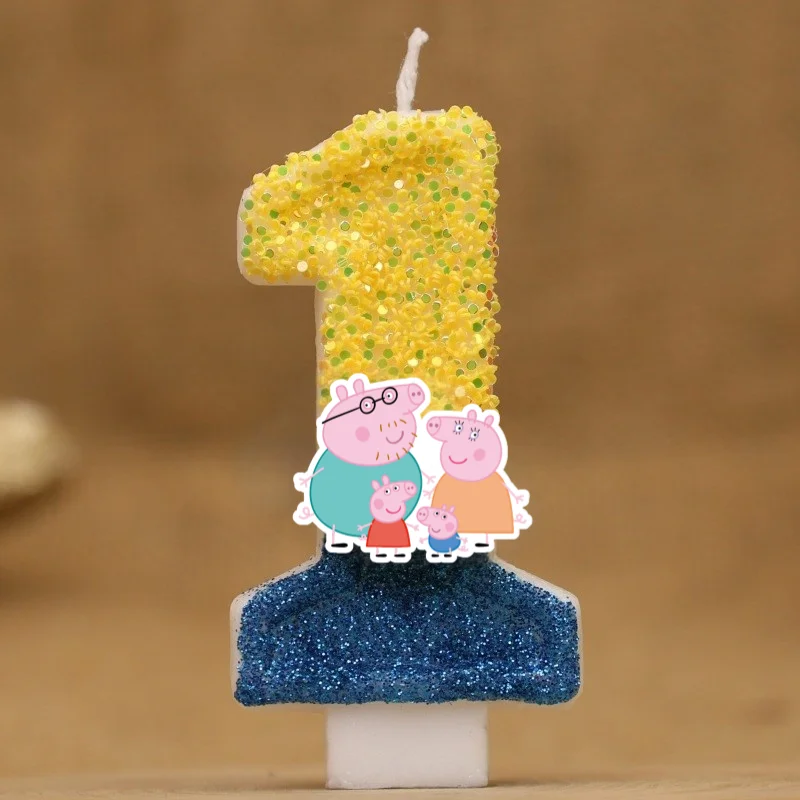 Familien-Schweinchen Geburtstagstorten-Deko, Digitale Kerzen für Kinder, Zierliche 0-9 Zahlenkerzen, Party-Dekoration, Geschenk für Jungen und Mädchen