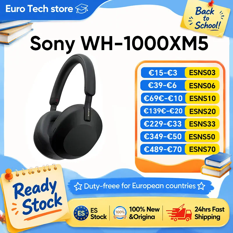 Nuevos Auriculares Inalámbricos con Cancelación de Ruido Sony WH-1000XM5, Batería de 30 Horas, Procesador Integrado… — oferta en AliExpress