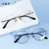 VICKY, nuevo estilo, gafas de lectura Retro poligonales de montura ancha de titanio puro para hombres, gafas graduadas personalizables antiluz azul F1280F